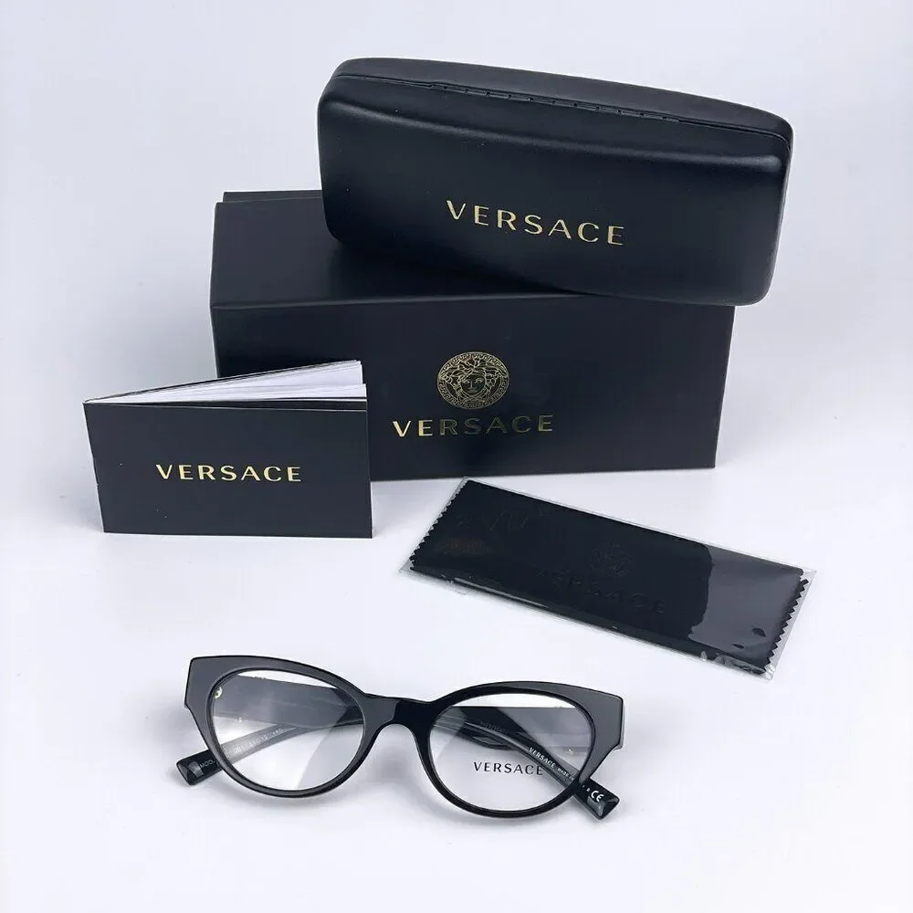 SALE! NEW Versace VE3282 GB1 Black Cat Eye Women Eyeglasses